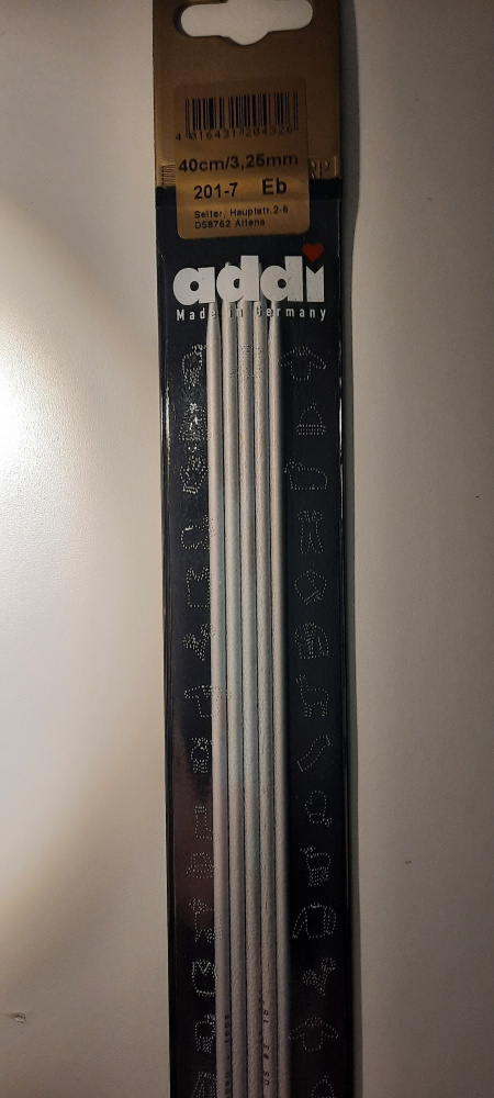 Чулочные спицы ADDI,серебристый алюминий, в упаковке 5 штук, длина 40 см, № 3,25