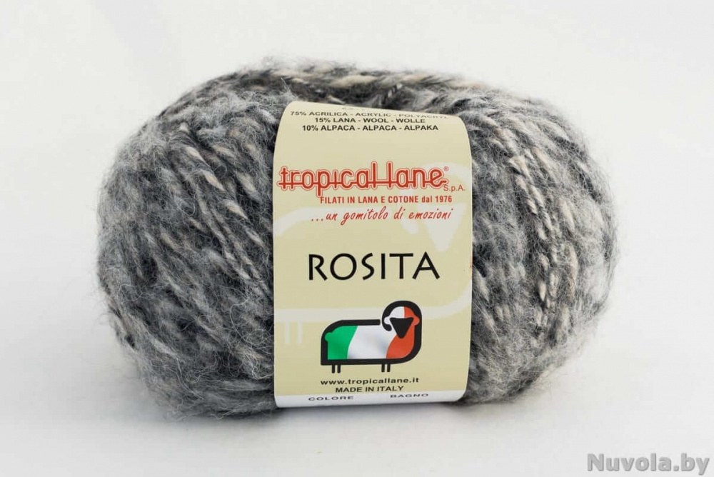 альпака 10%, мериносовая шерсть 15% ,дралон 75%  Бренд Tropical lane, артикул Rosita, цвет 304